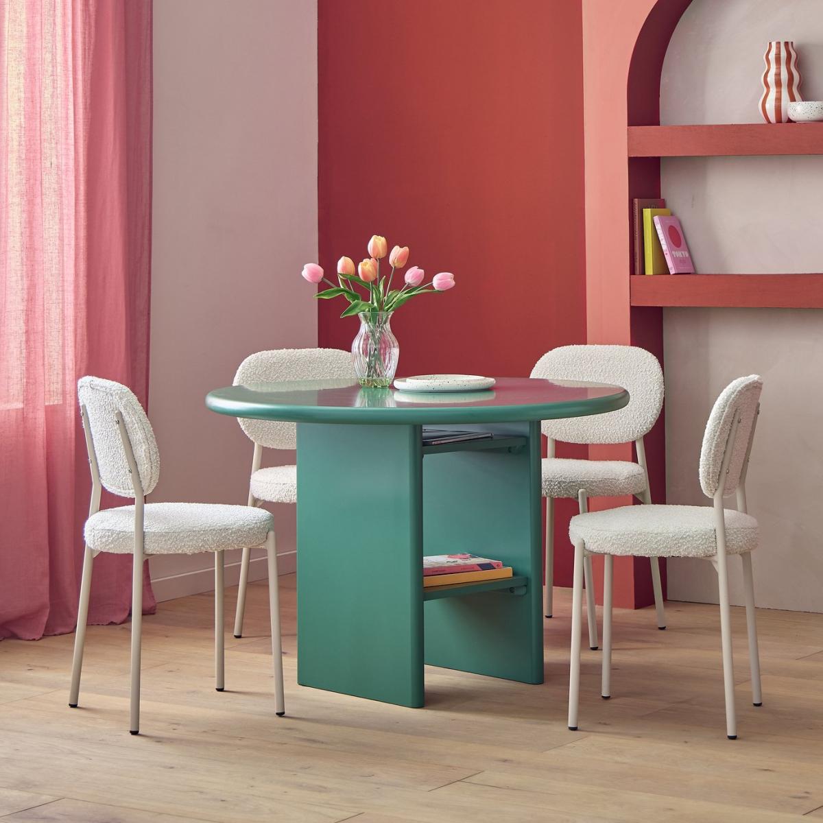 Habitat Geller Green Dining Table & 4 White Chairs – image 2