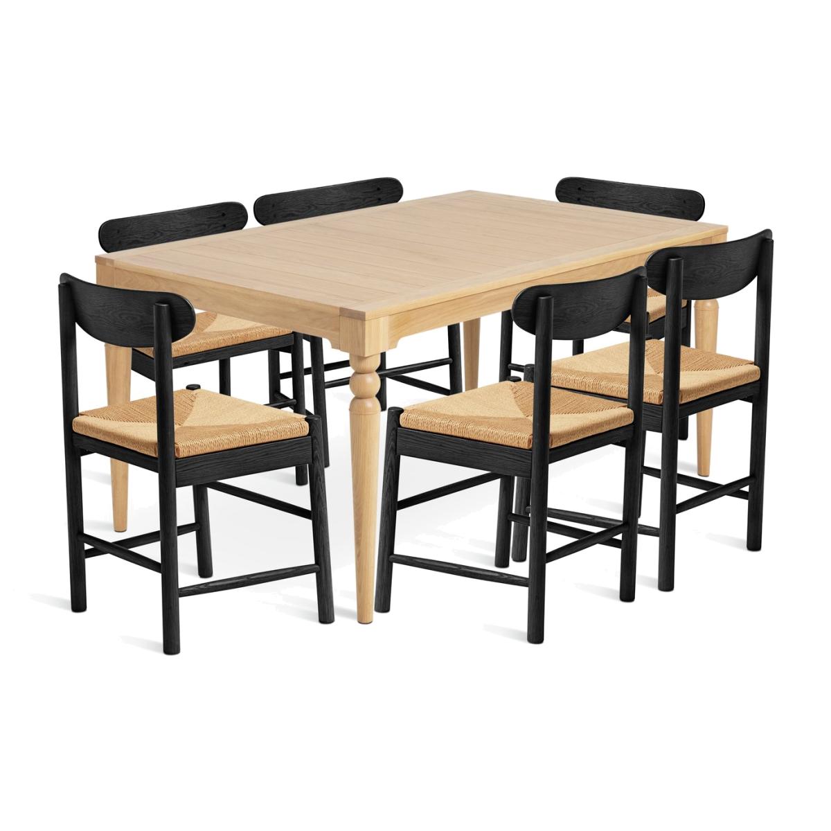 Habitat Barnwell Dining Table & 6 Hanna Black Chairs – image 1