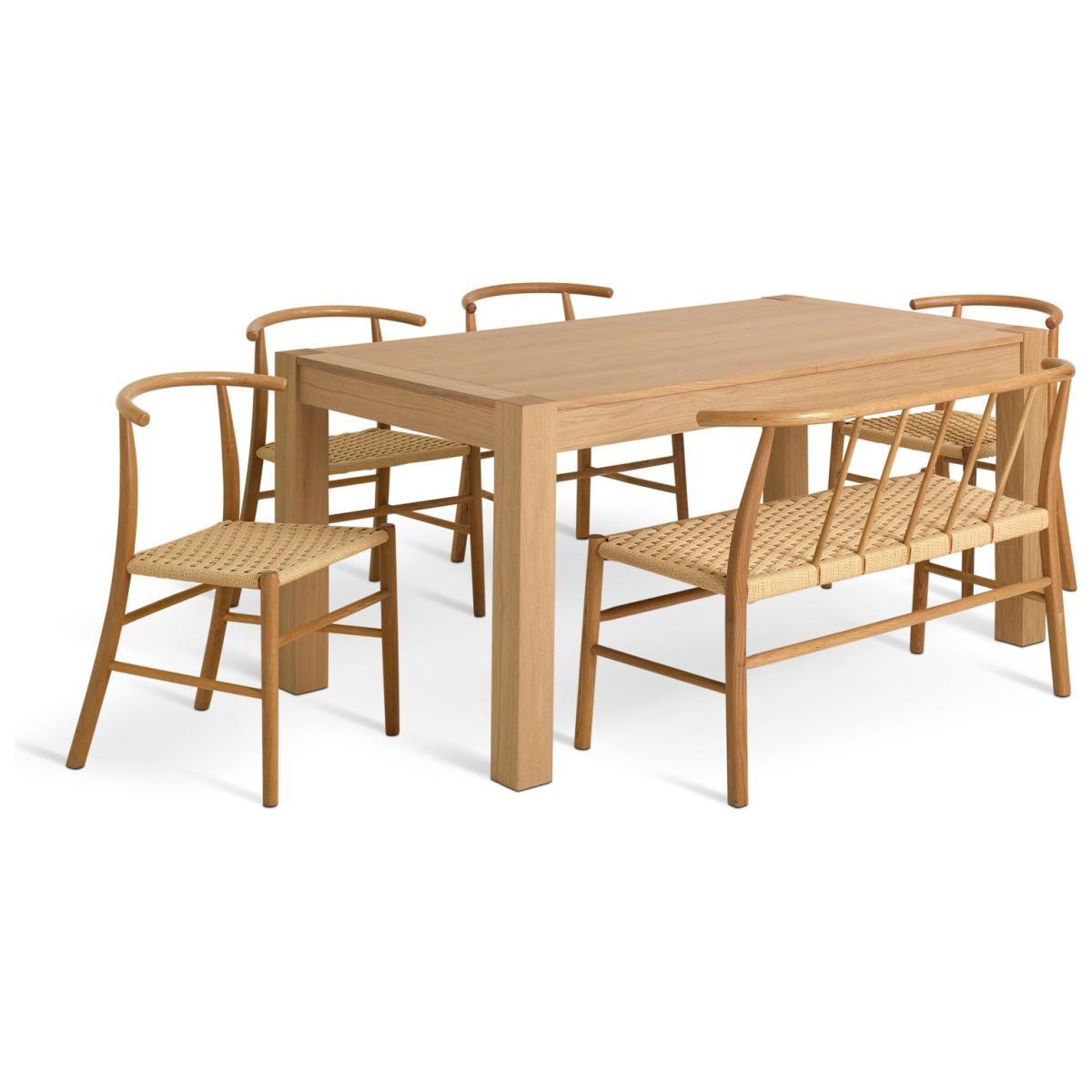 Habitat Alston Oak Dining Table, 1 Bench & 4 Oak Chairs – image 3
