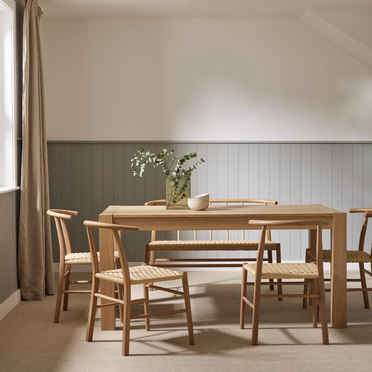 Habitat Alston Oak Dining Table, 1 Bench & 4 Oak Chairs – image 1