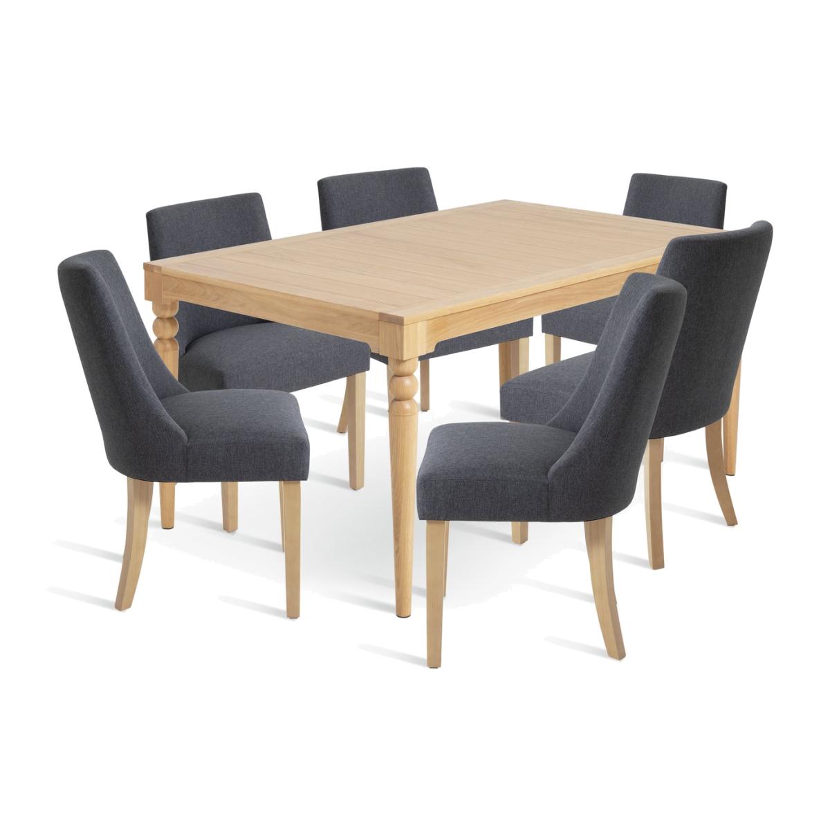 Habitat Barnwell Dining Table & 6 Alec Charcoal Chairs – image 1