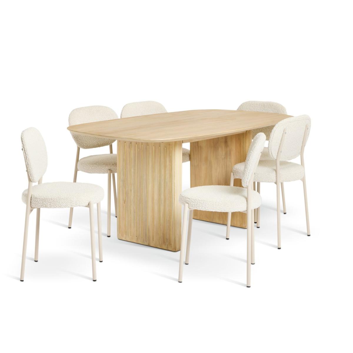 Habitat Samara Natural Dining Table And 6 White Chairs – image 3