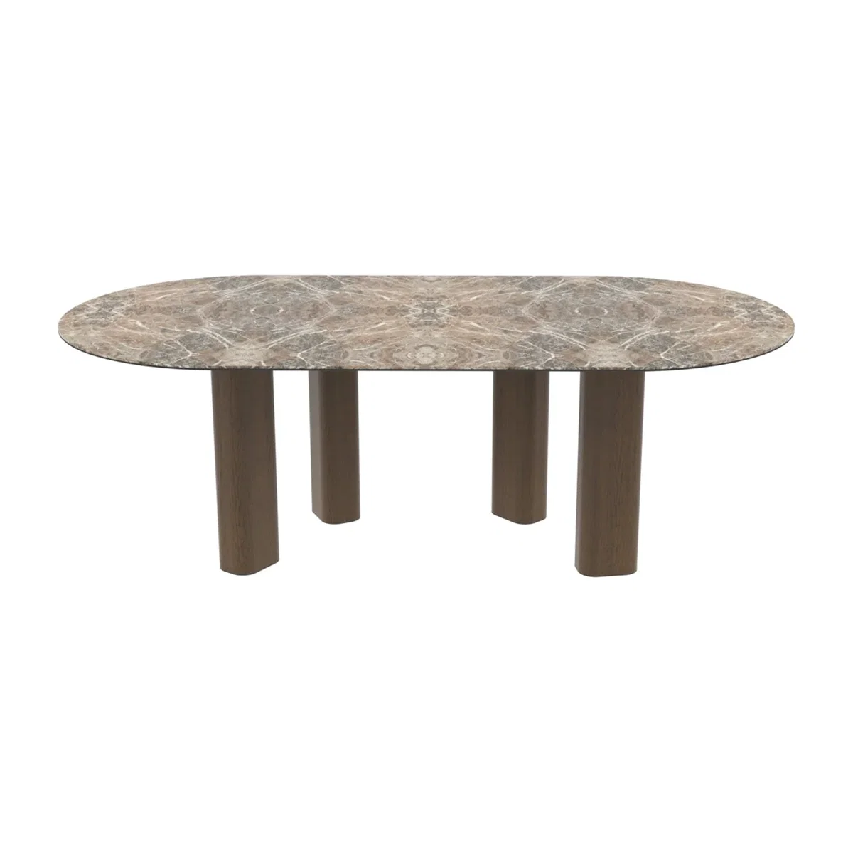 Paul Rogers Pillar Oval Dining Table Smoked Walnut Mountain Peak Glossy 220 x 110cm