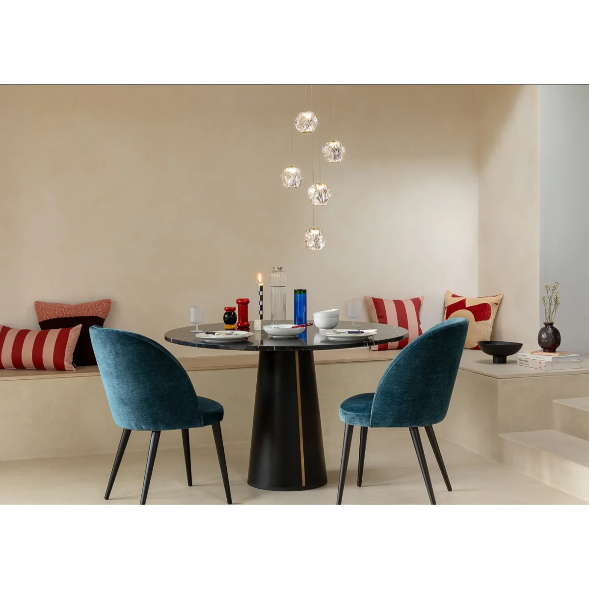 Heal's Austen Dining Chair Blanik Teal Black Leg – image 3