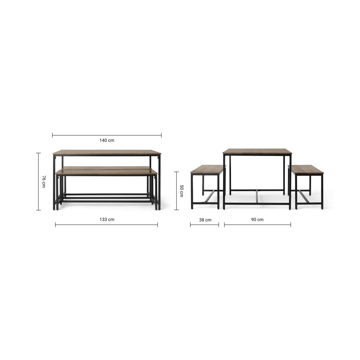 Lomond Compact Dining Table and Bench Set, Mango Wood and Black – image 11