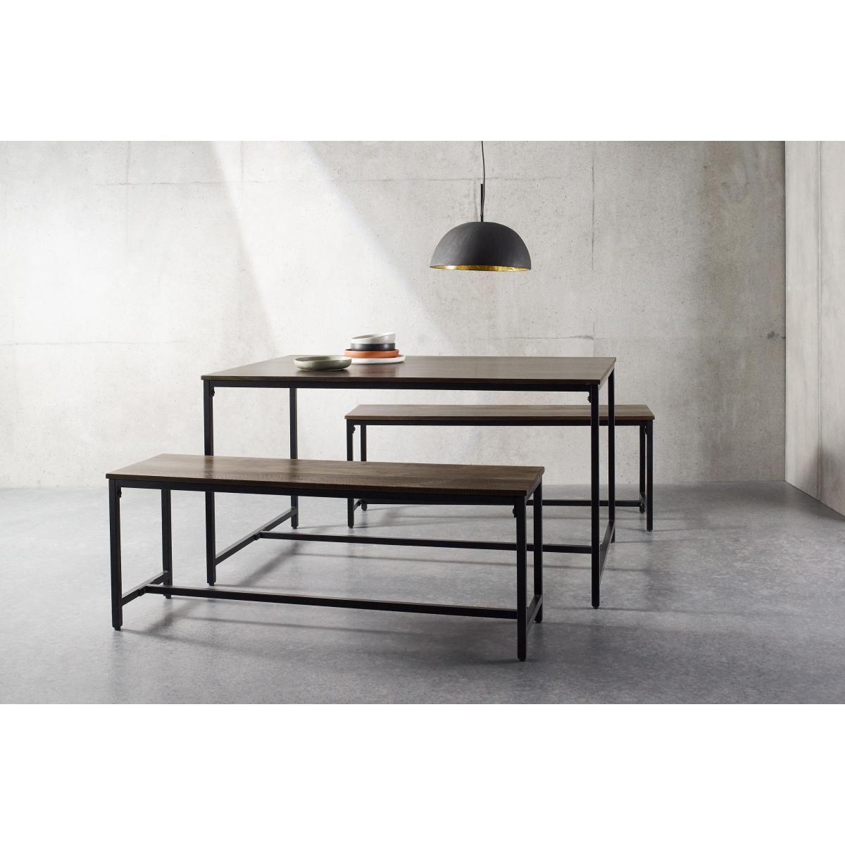 Lomond Compact Dining Table and Bench Set, Mango Wood and Black – image 3