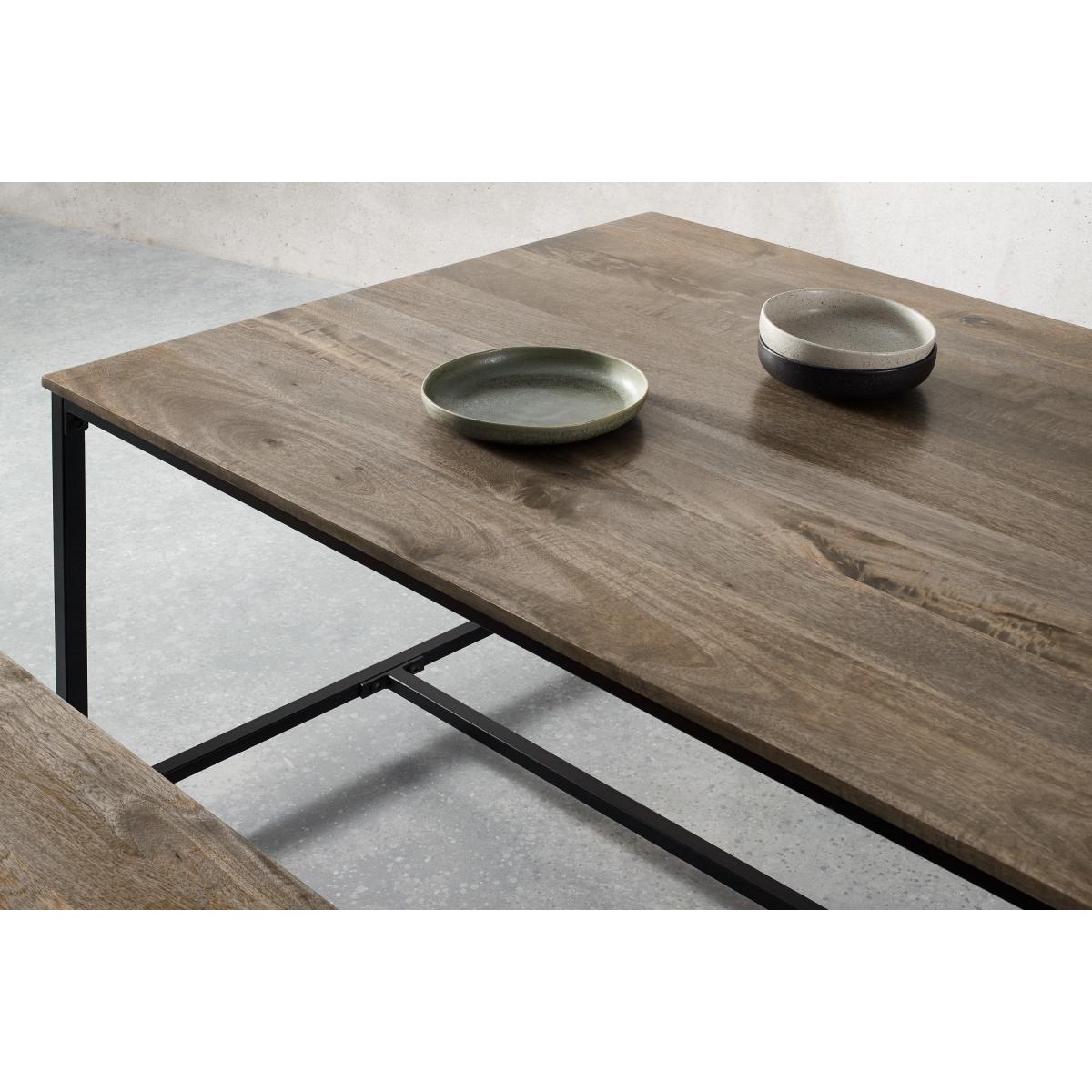 Lomond Compact Dining Table and Bench Set, Mango Wood and Black – image 4