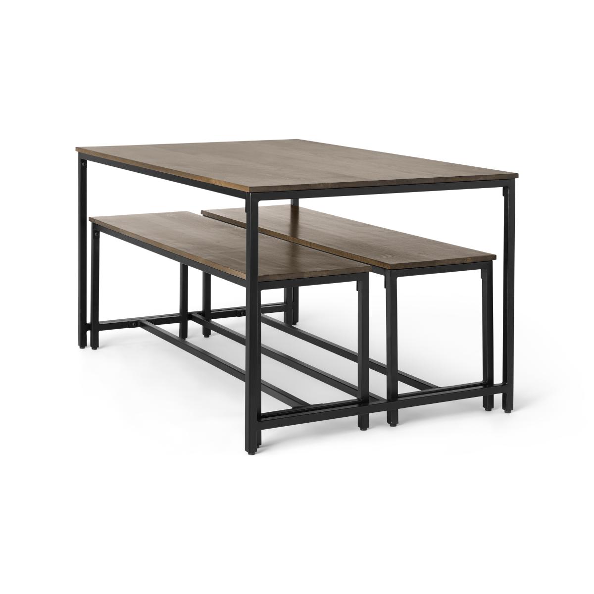 Lomond Compact Dining Table and Bench Set, Mango Wood and Black – image 5