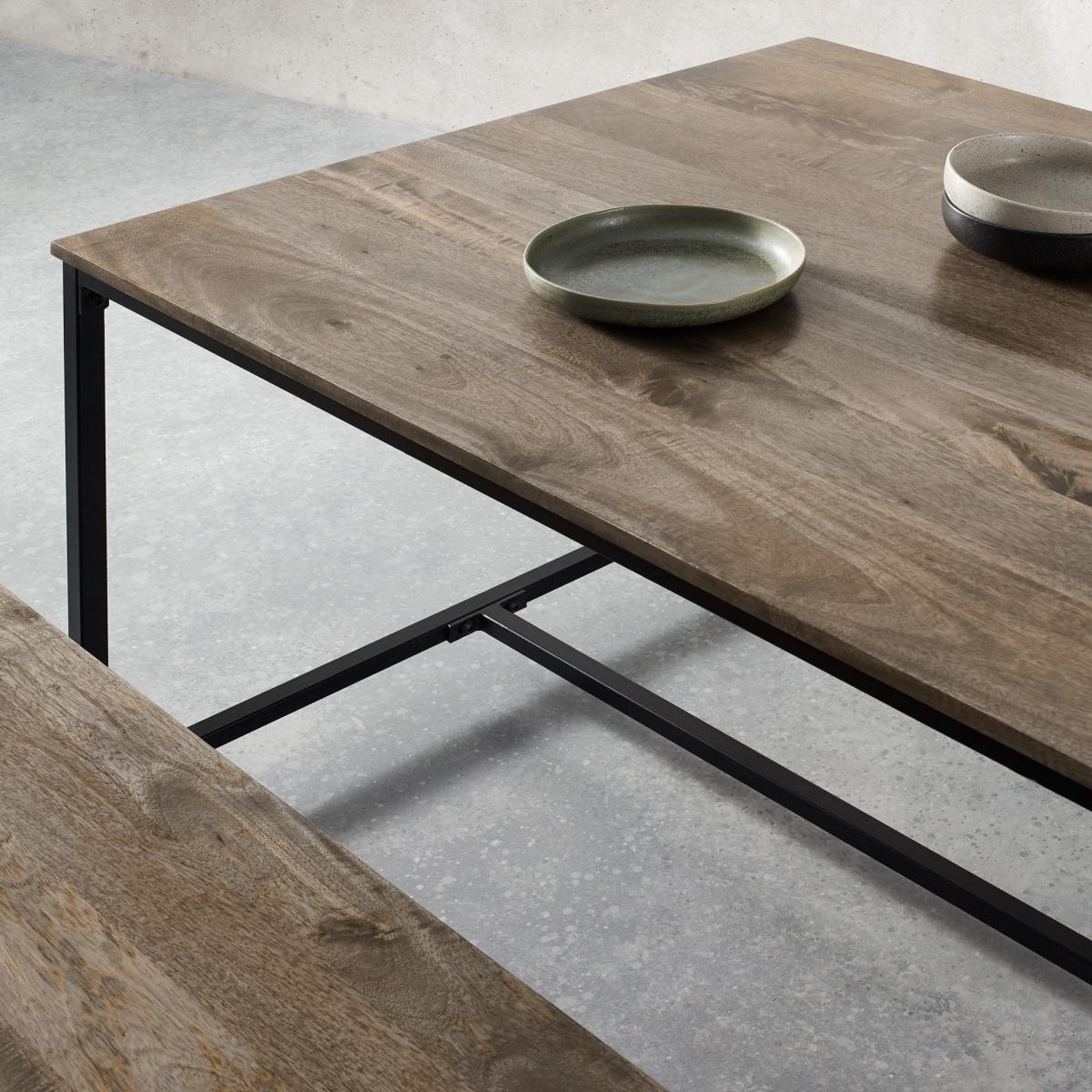 Lomond Compact Dining Table and Bench Set, Mango Wood and Black – image 8