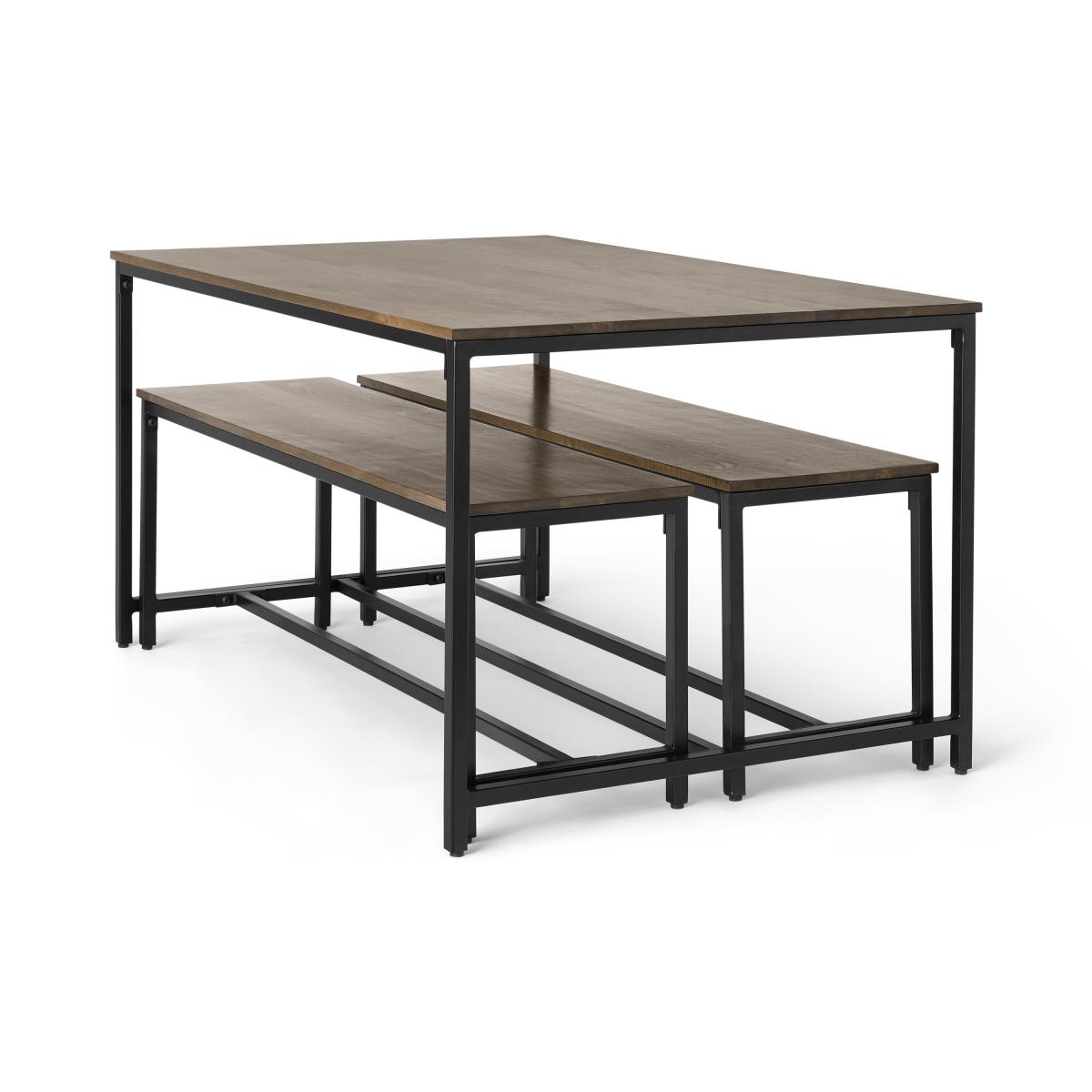Lomond Compact Dining Table and Bench Set, Mango Wood and Black – image 9
