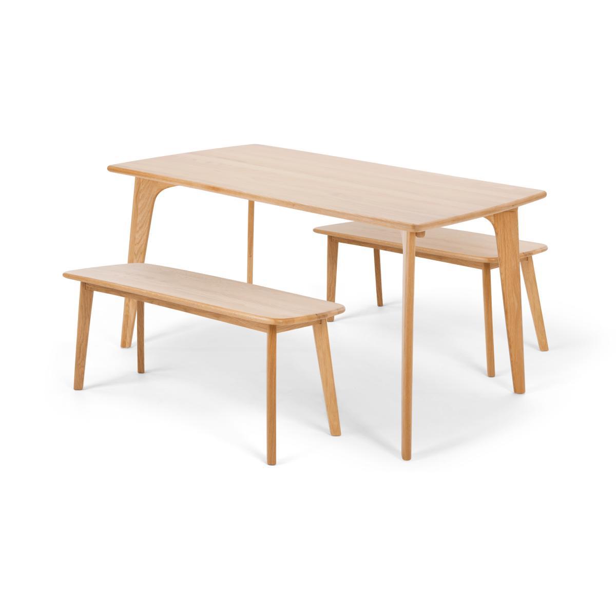 Fjord Dining Table and Bench Set, Oak – image 2
