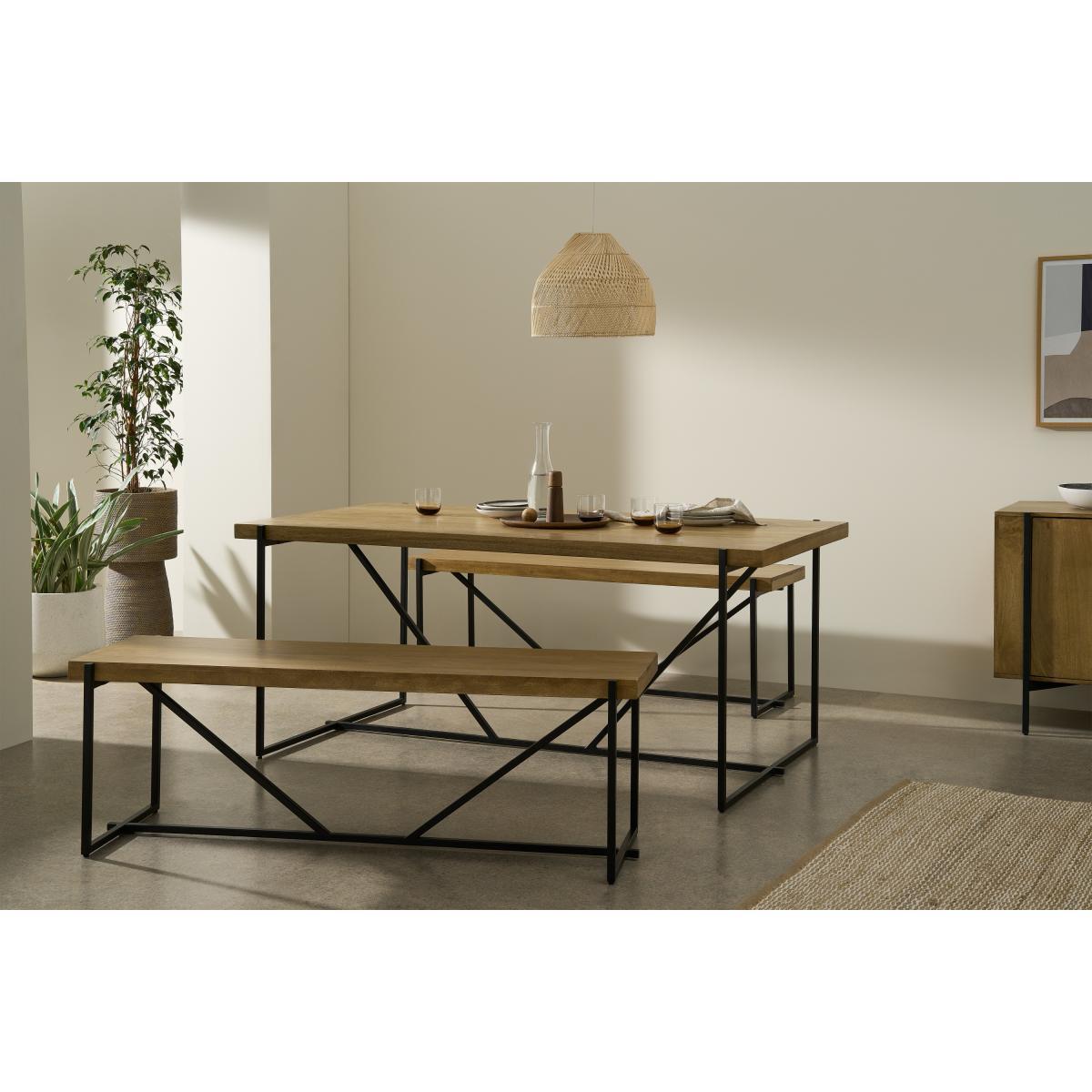 Morland Dining Table & Bench Set, Light Mango Wood – image 3