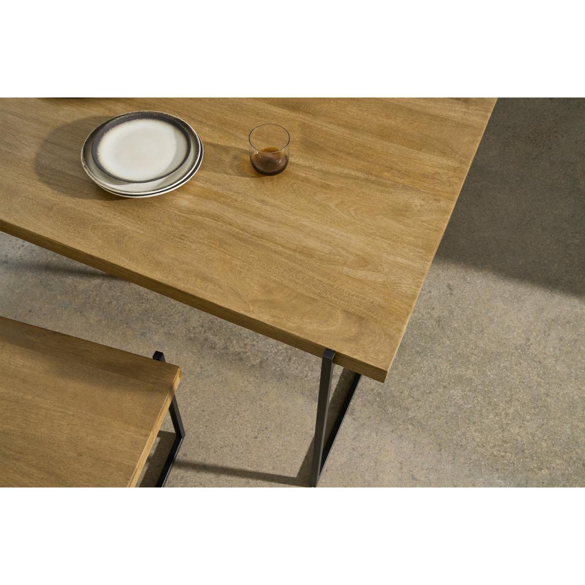 Morland Dining Table & Bench Set, Light Mango Wood – image 4