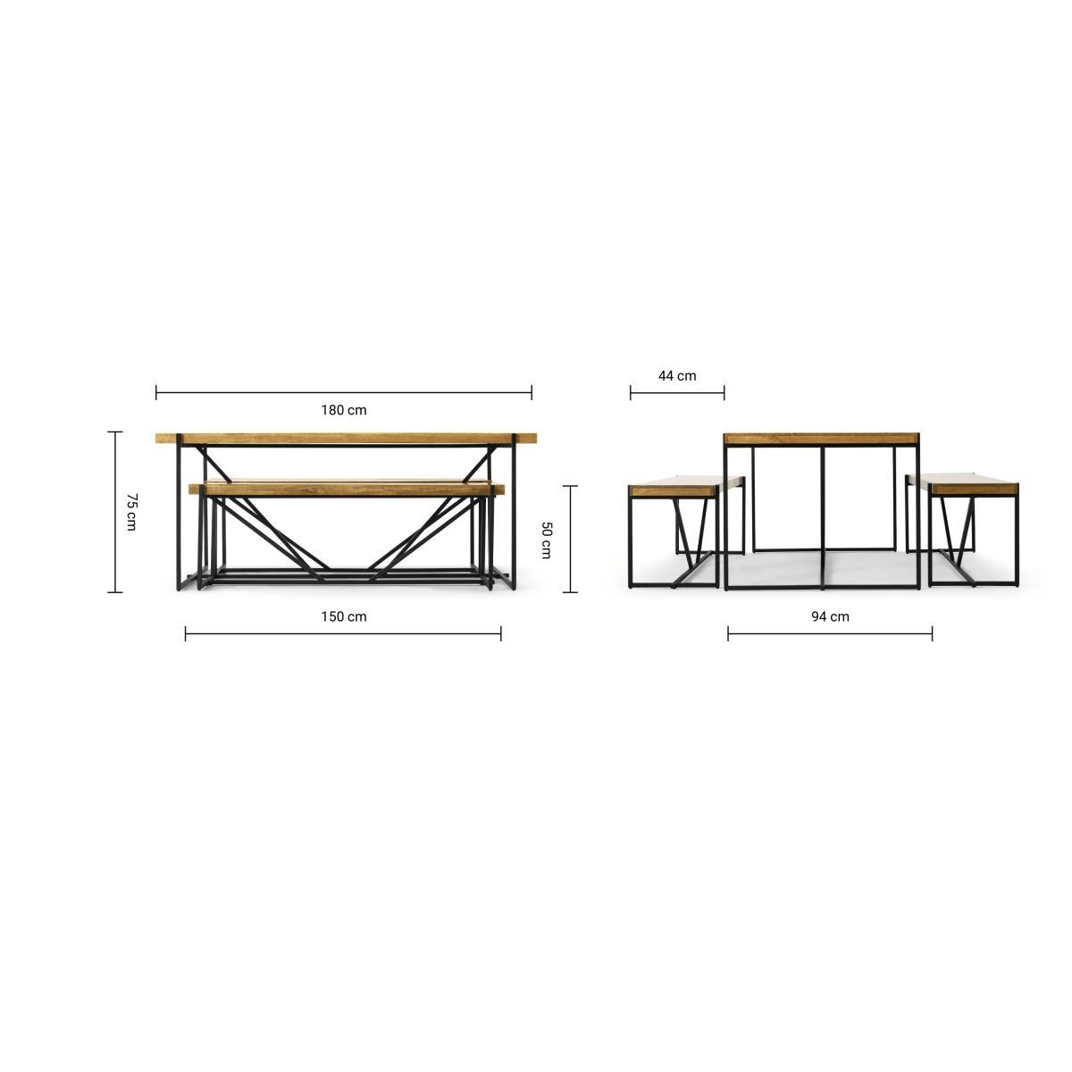 Morland Dining Table & Bench Set, Light Mango Wood – image 8