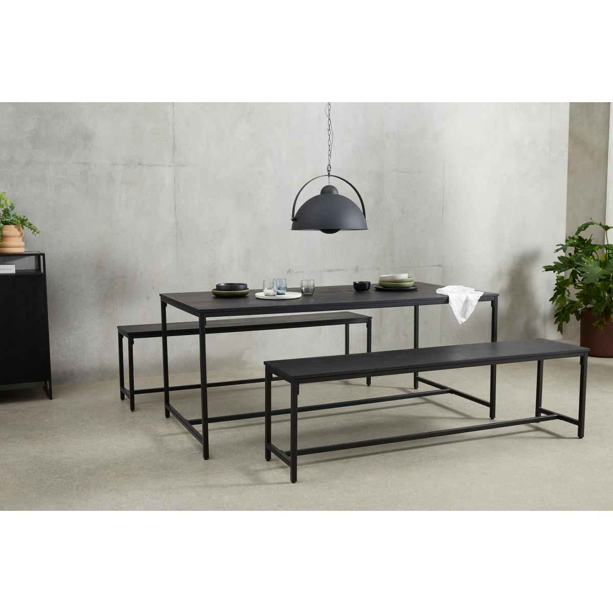 Lomond Dining Table and Bench Set, Brushed Charcoal & Black Mango Wood – image 3