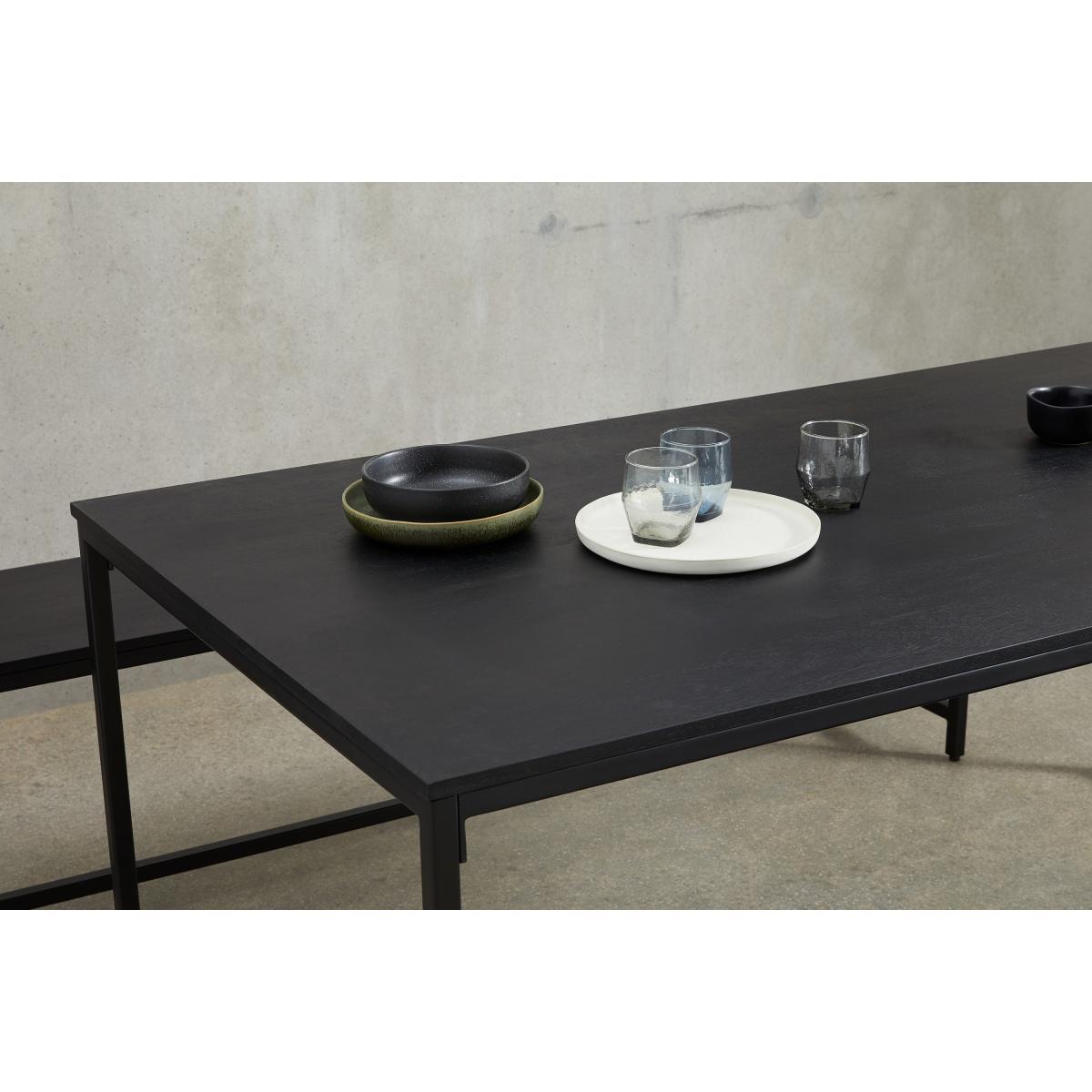 Lomond Dining Table and Bench Set, Brushed Charcoal & Black Mango Wood – image 4