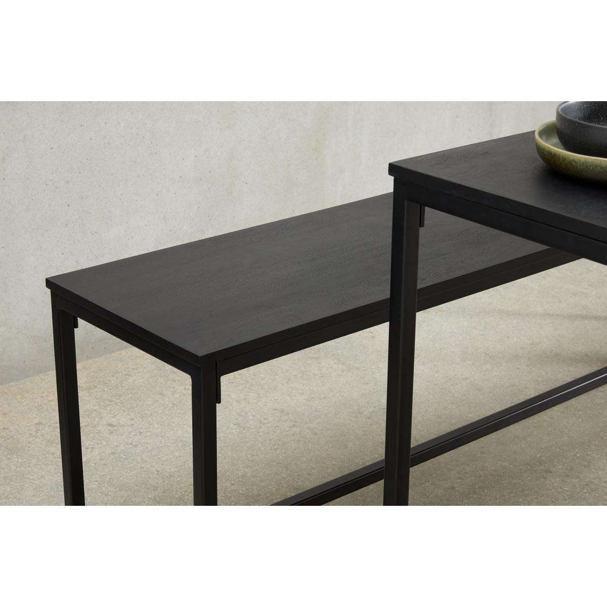 Lomond Dining Table and Bench Set, Brushed Charcoal & Black Mango Wood – image 6