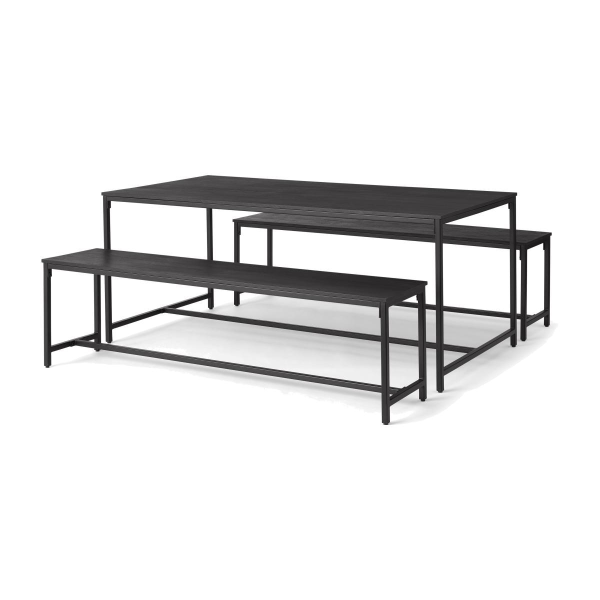 Lomond Dining Table and Bench Set, Brushed Charcoal & Black Mango Wood – image 1