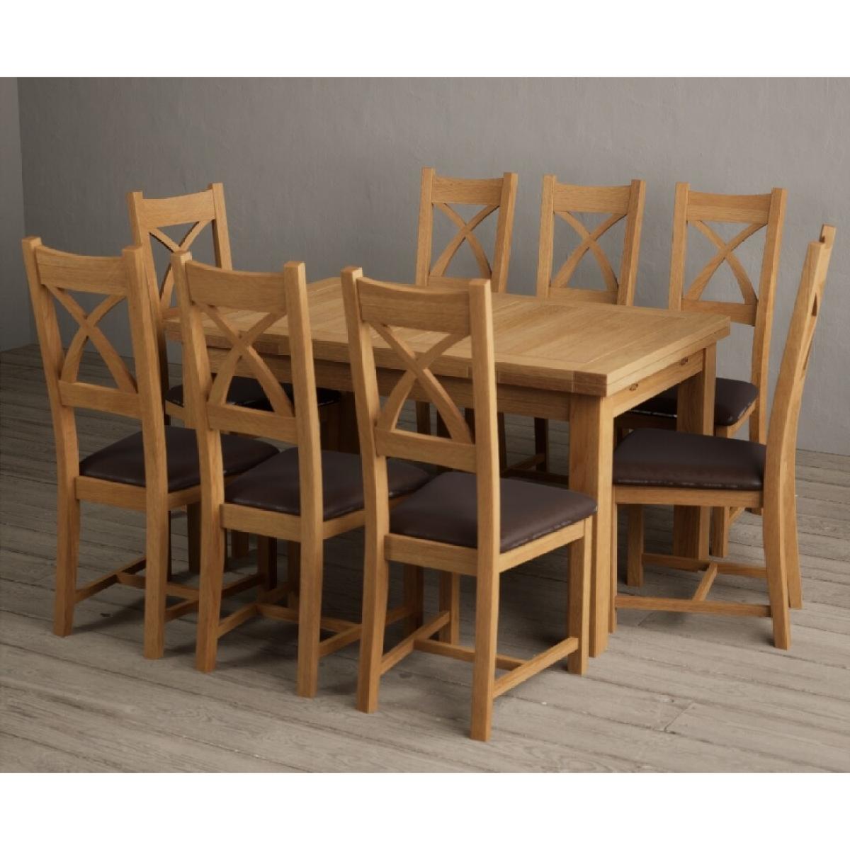 Extending Hampshire 140cm Solid Oak Dining Table With 10 Oak X Back Chairs – image 11