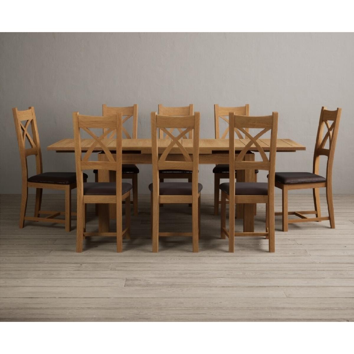 Extending Hampshire 140cm Solid Oak Dining Table With 10 Oak X Back Chairs – image 12