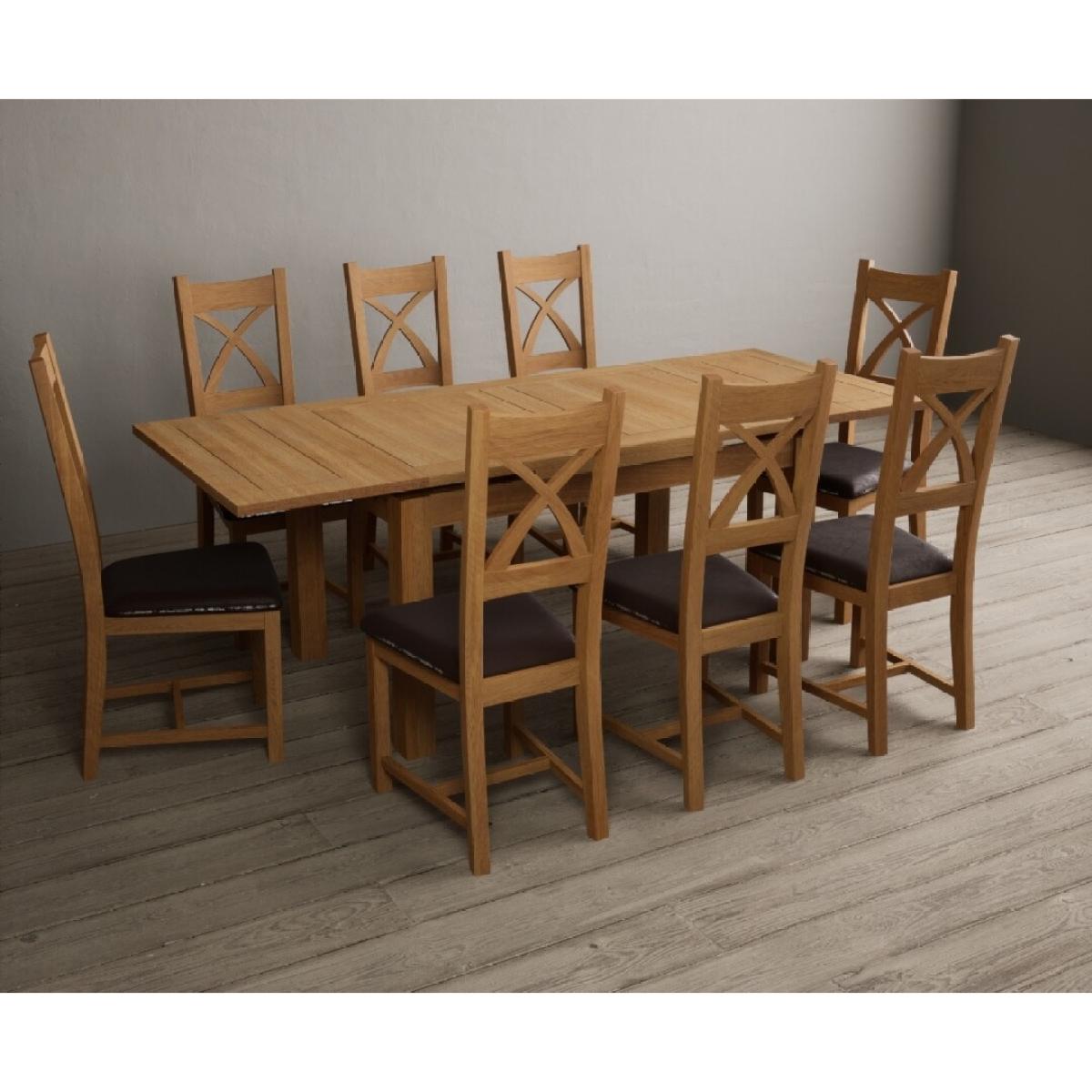 Extending Hampshire 140cm Solid Oak Dining Table With 10 Oak X Back Chairs – image 13
