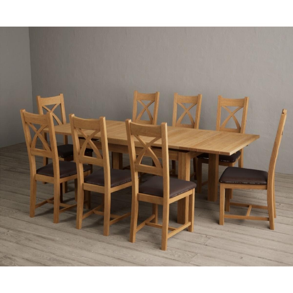 Extending Hampshire 140cm Solid Oak Dining Table With 10 Oak X Back Chairs – image 14