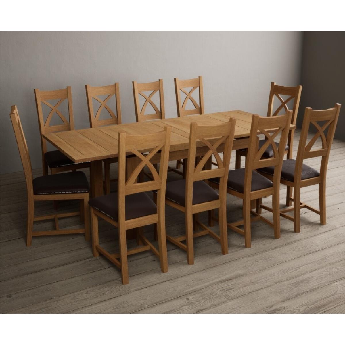 Extending Hampshire 140cm Solid Oak Dining Table With 10 Oak X Back Chairs – image 15