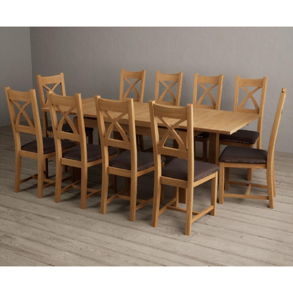 Extending Hampshire 140cm Solid Oak Dining Table With 10 Oak X Back Chairs – image 16