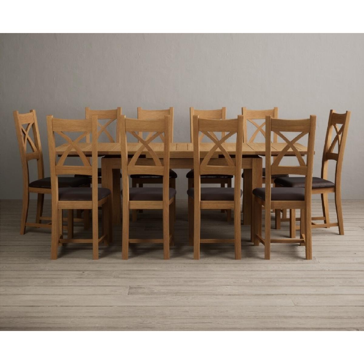 Extending Hampshire 140cm Solid Oak Dining Table With 10 Oak X Back Chairs – image 3
