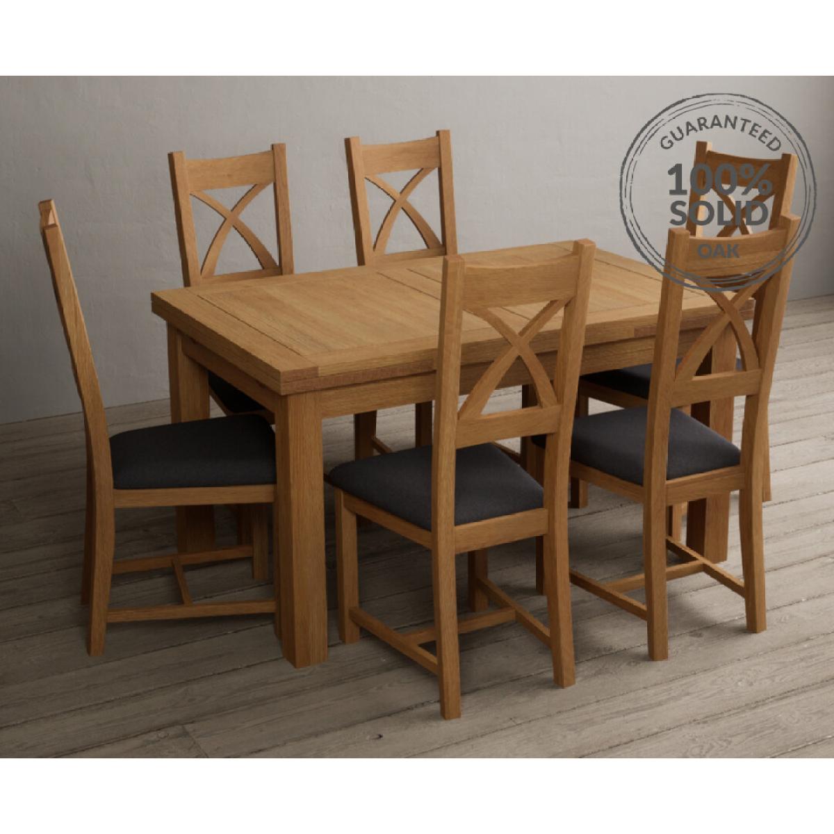 Extending Hampshire 140cm Solid Oak Dining Table With 10 Oak X Back Chairs – image 28