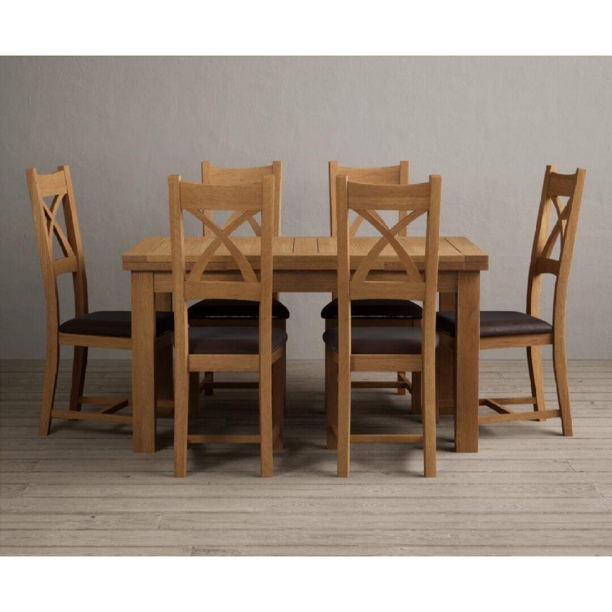 Extending Hampshire 140cm Solid Oak Dining Table With 10 Oak X Back Chairs – image 4