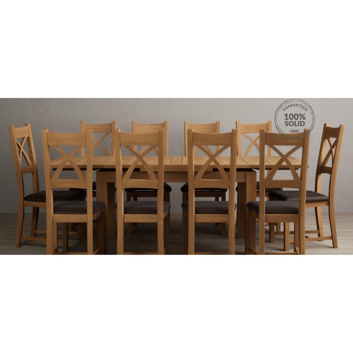 Extending Hampshire 140cm Solid Oak Dining Table With 10 Oak X Back Chairs – image 31
