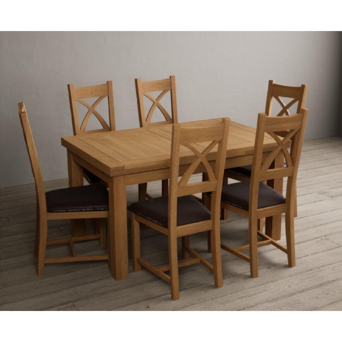 Extending Hampshire 140cm Solid Oak Dining Table With 10 Oak X Back Chairs – image 5