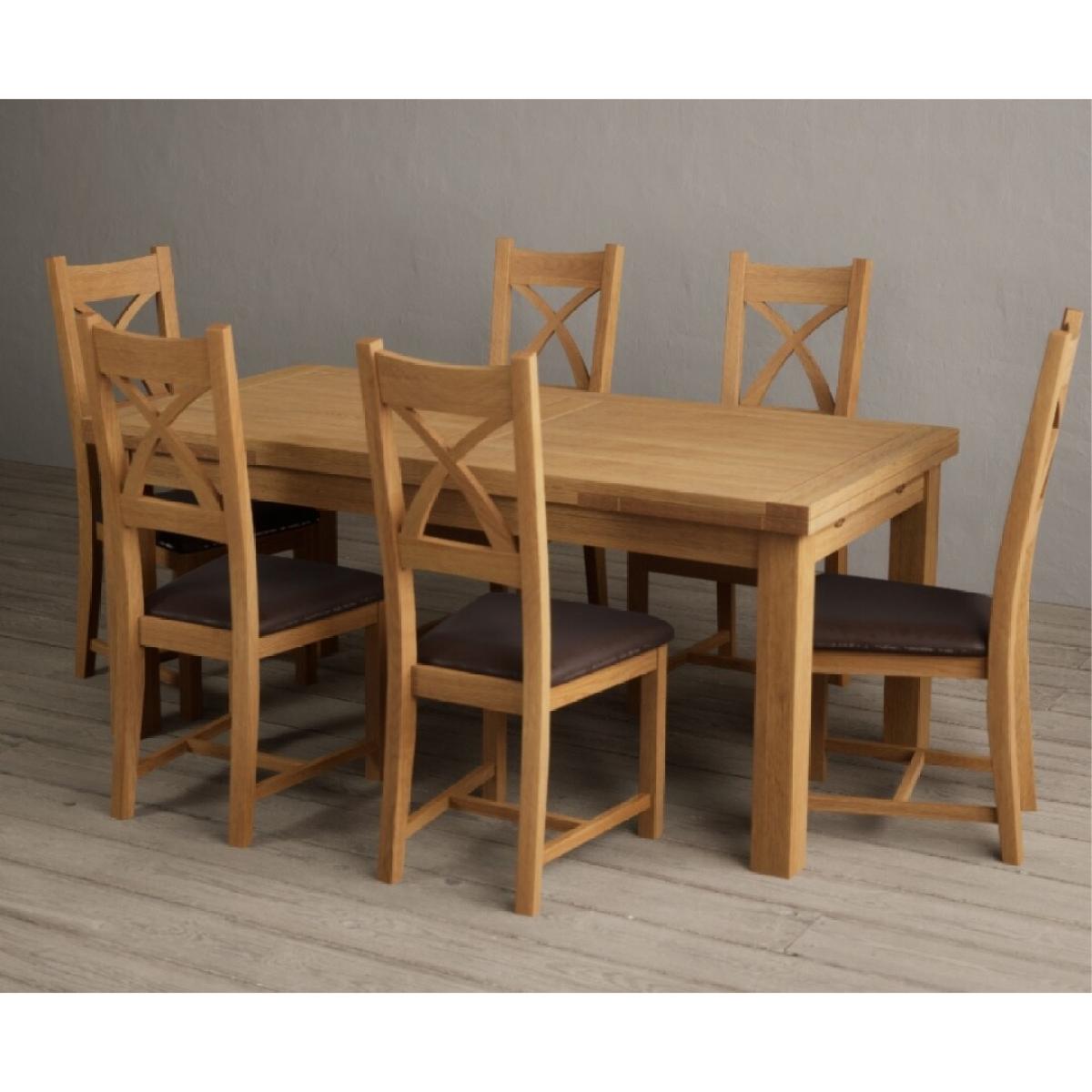 Extending Hampshire 140cm Solid Oak Dining Table With 10 Oak X Back Chairs – image 6