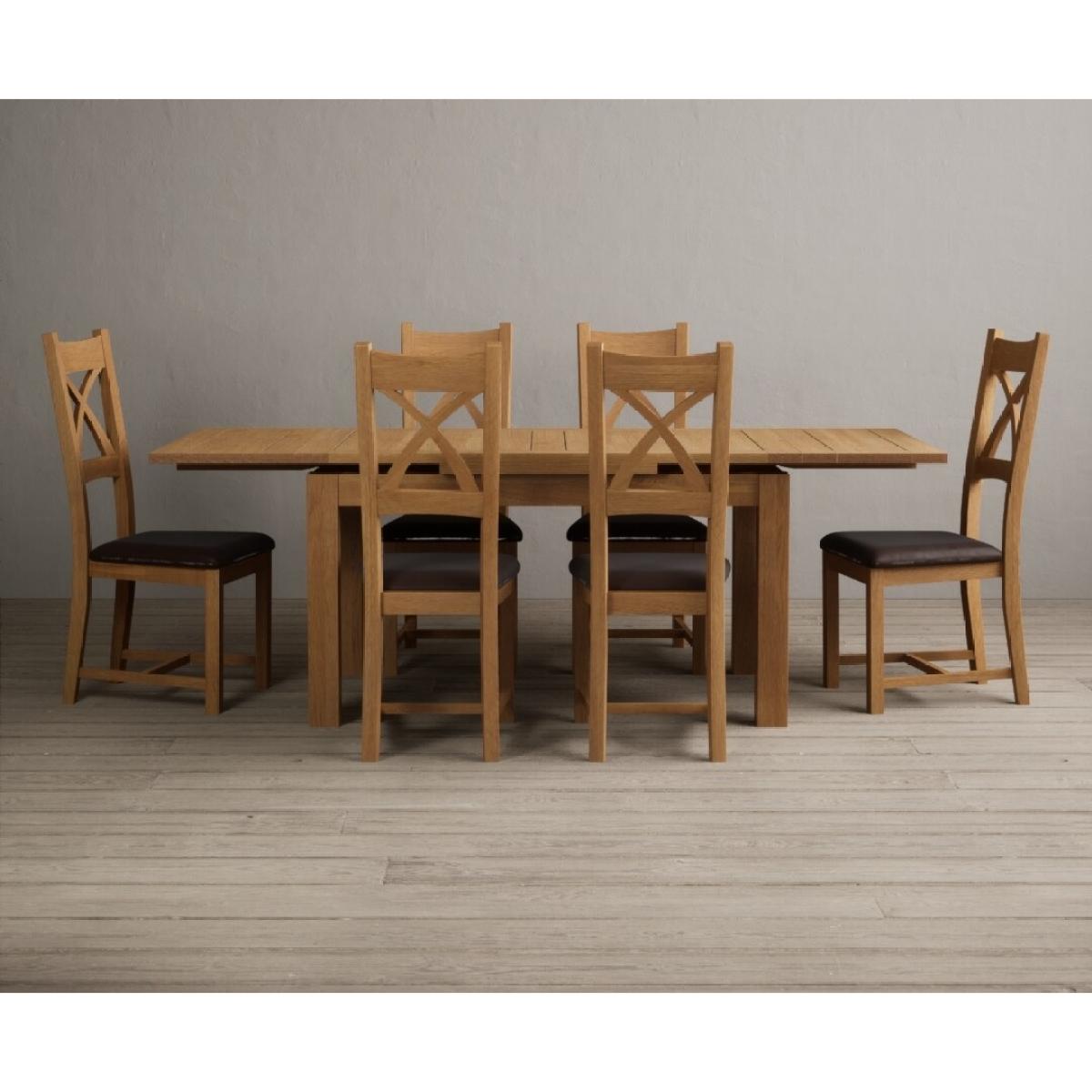 Extending Hampshire 140cm Solid Oak Dining Table With 10 Oak X Back Chairs – image 7