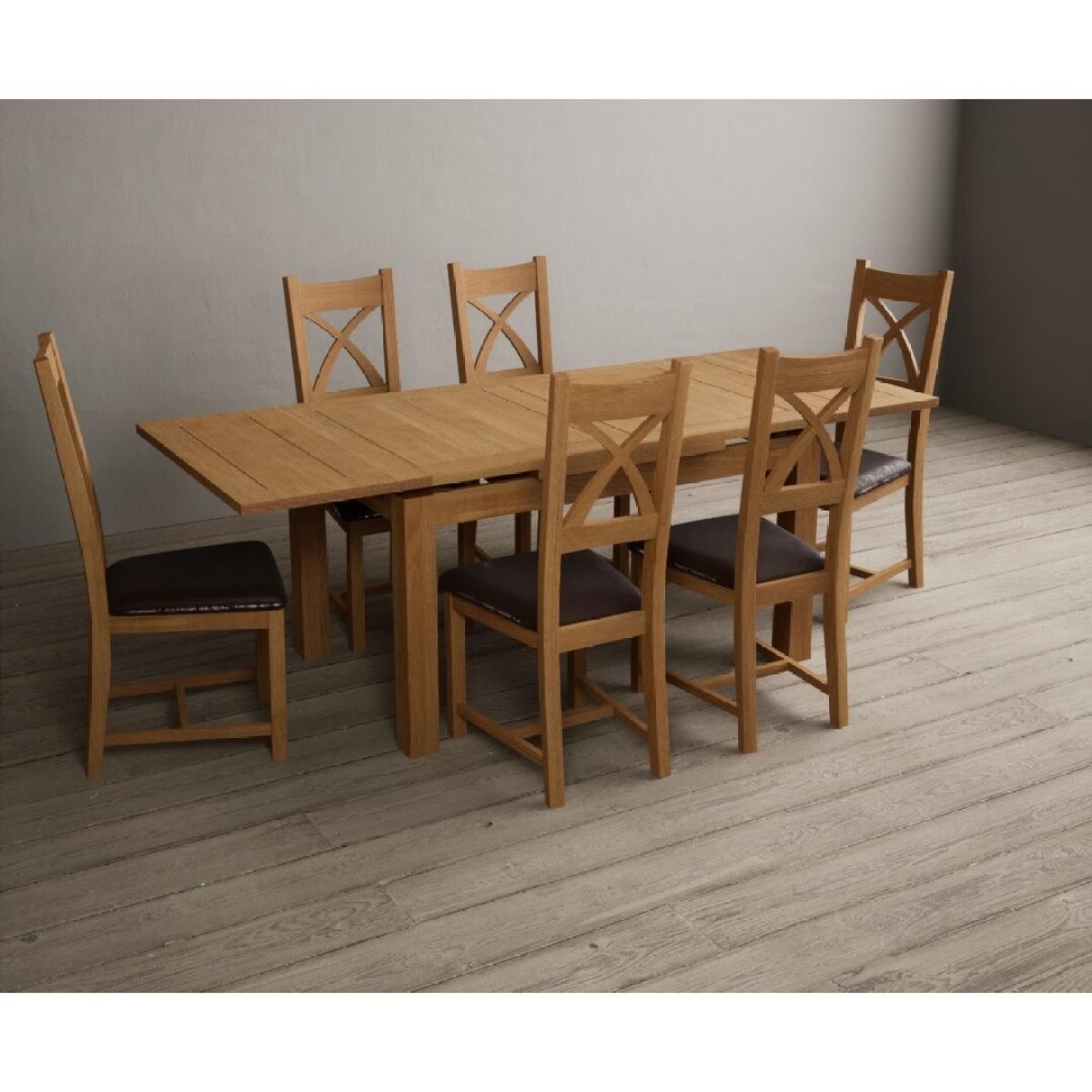Extending Hampshire 140cm Solid Oak Dining Table With 10 Oak X Back Chairs – image 8