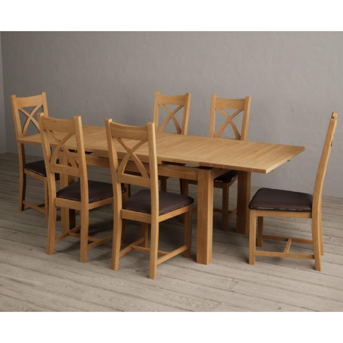 Extending Hampshire 140cm Solid Oak Dining Table With 10 Oak X Back Chairs – image 9