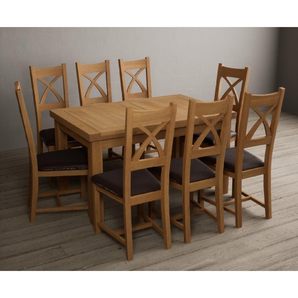 Extending Hampshire 140cm Solid Oak Dining Table With 10 Oak X Back Chairs – image 10