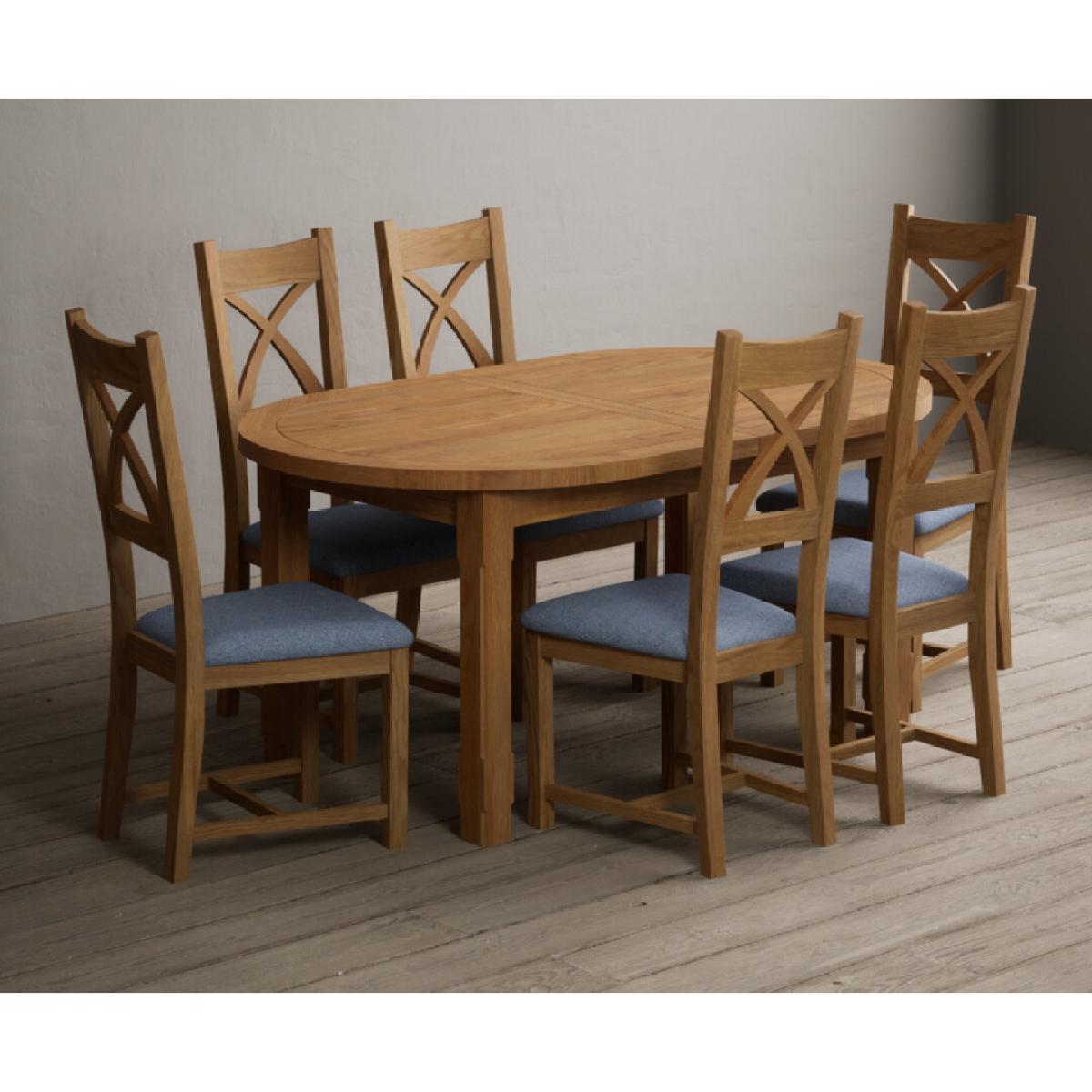 Extending Caversham Oak Oval Dining Table with 8 Brown Natural Solid Oak Chairs – image 18