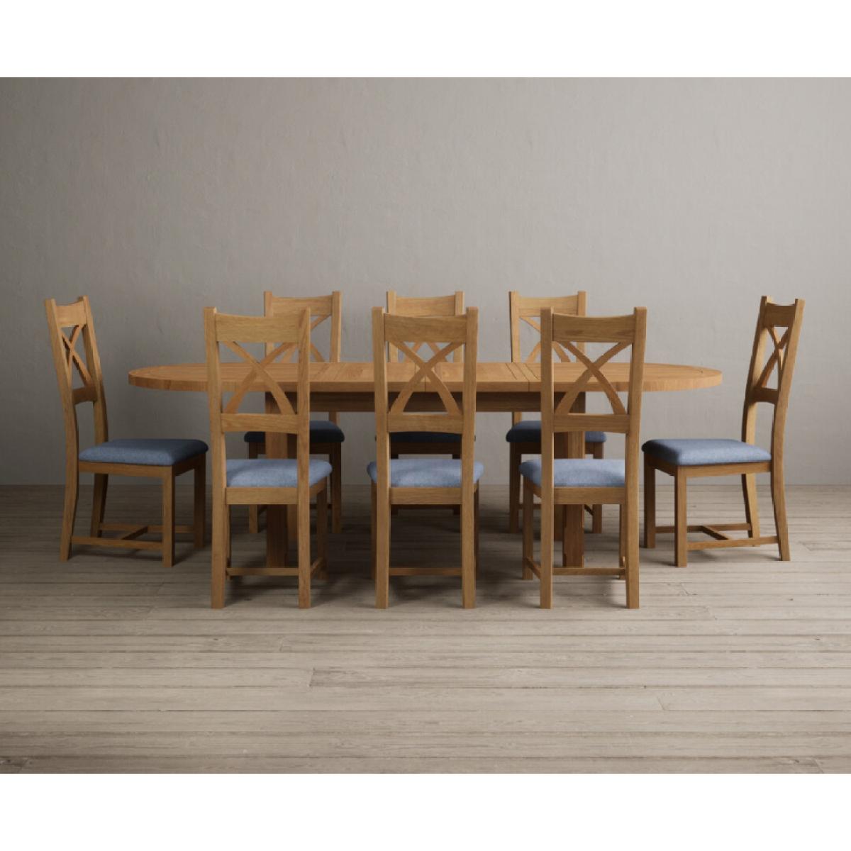 Extending Caversham Oak Oval Dining Table with 8 Brown Natural Solid Oak Chairs – image 23