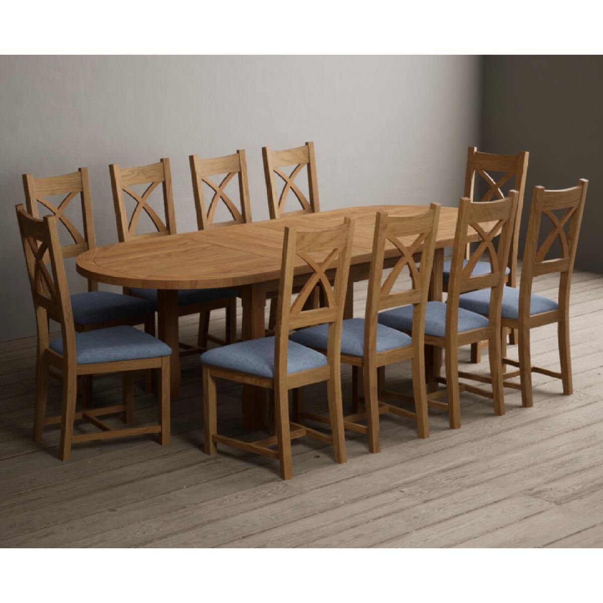 Extending Caversham Oak Oval Dining Table with 8 Brown Natural Solid Oak Chairs – image 27