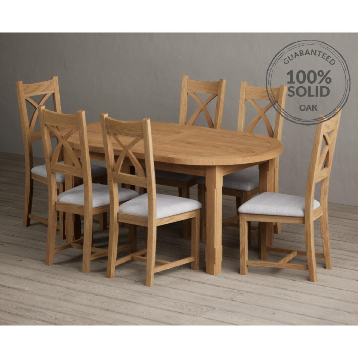 Extending Caversham Oak Oval Dining Table with 8 Brown Natural Solid Oak Chairs – image 29