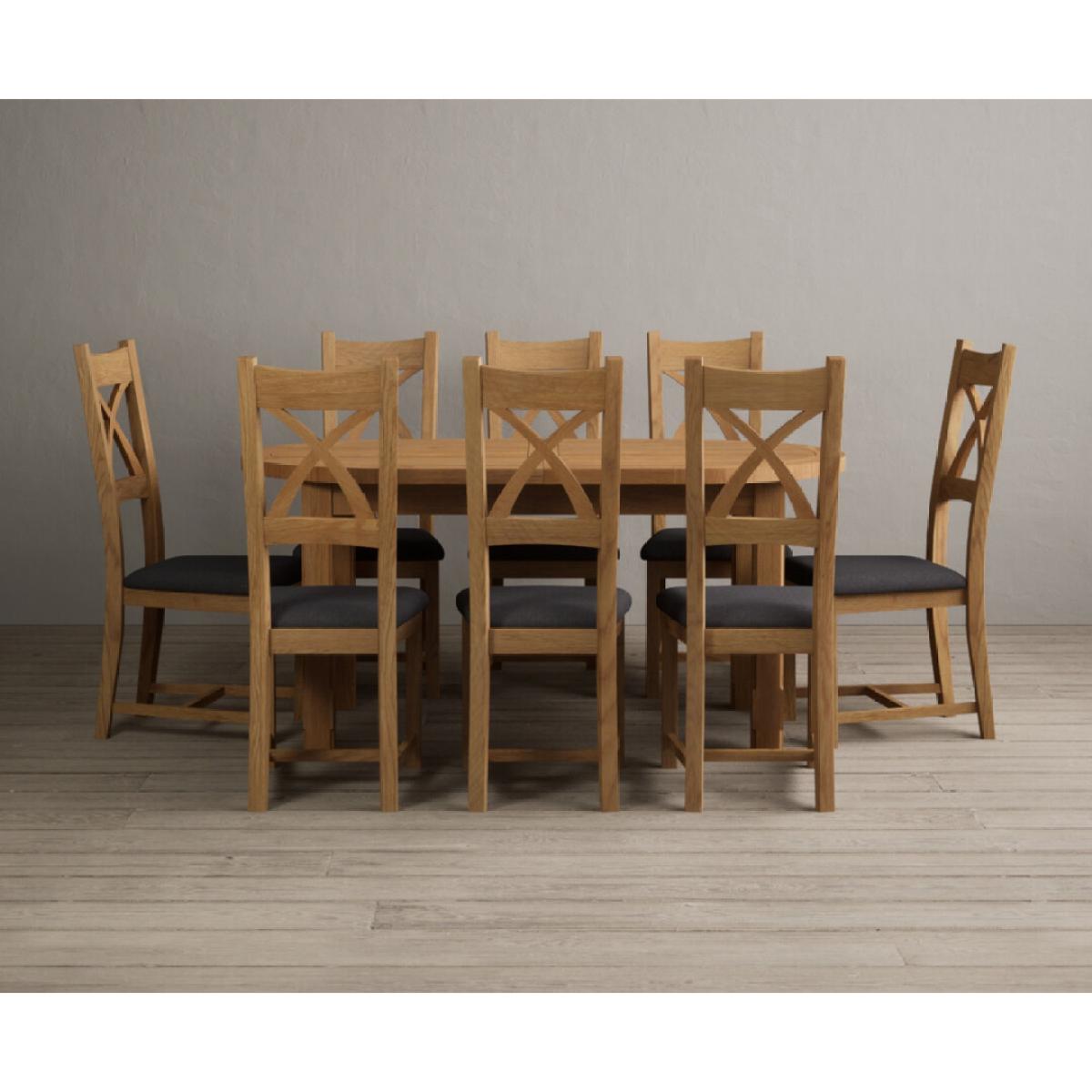 Extending Caversham Oak Oval Dining Table with 8 Brown Natural Solid Oak Chairs – image 5