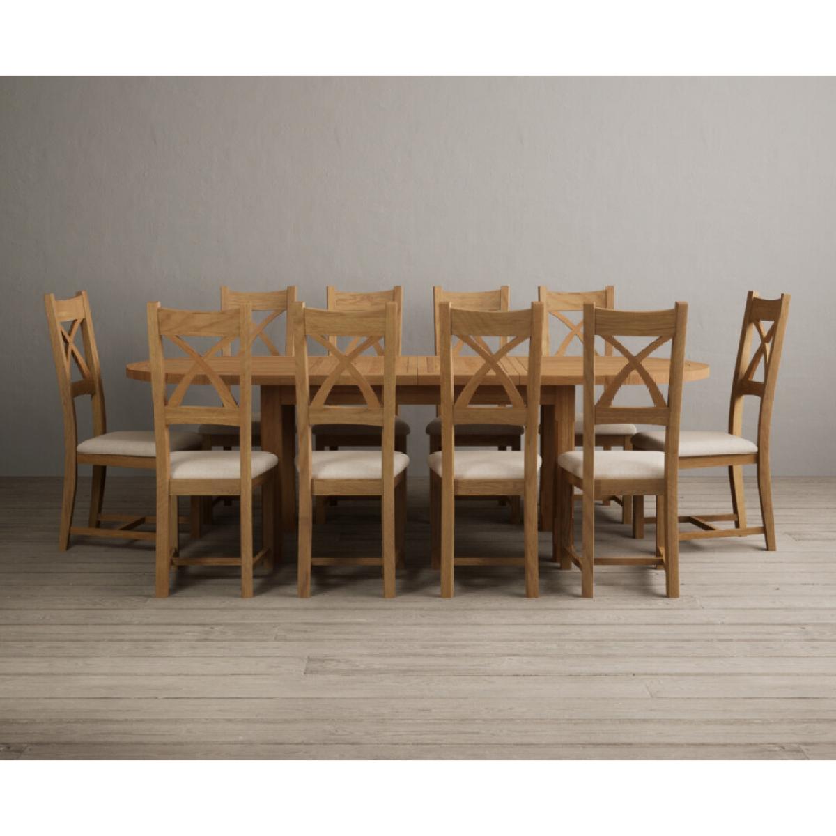 Extending Caversham Oak Oval Dining Table with 8 Brown Natural Solid Oak Chairs – image 41