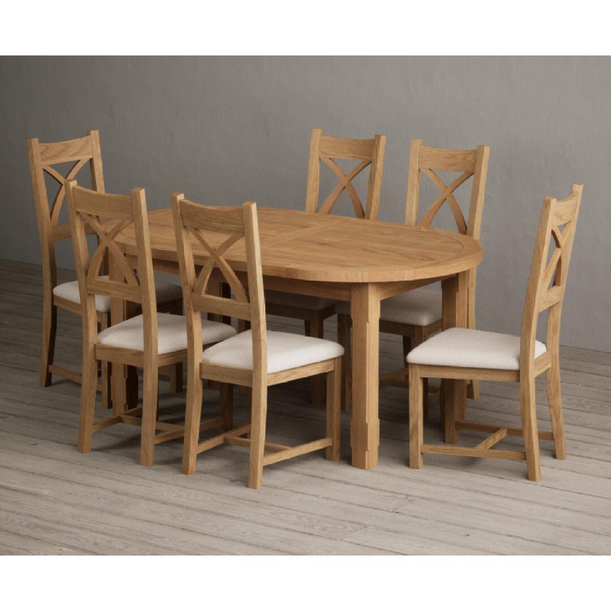 Extending Caversham Oak Oval Dining Table with 8 Brown Natural Solid Oak Chairs – image 42