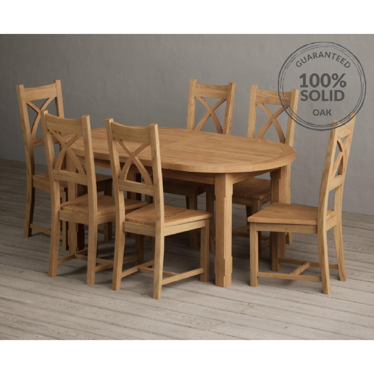 Extending Caversham Oak Oval Dining Table with 8 Brown Natural Solid Oak Chairs – image 44