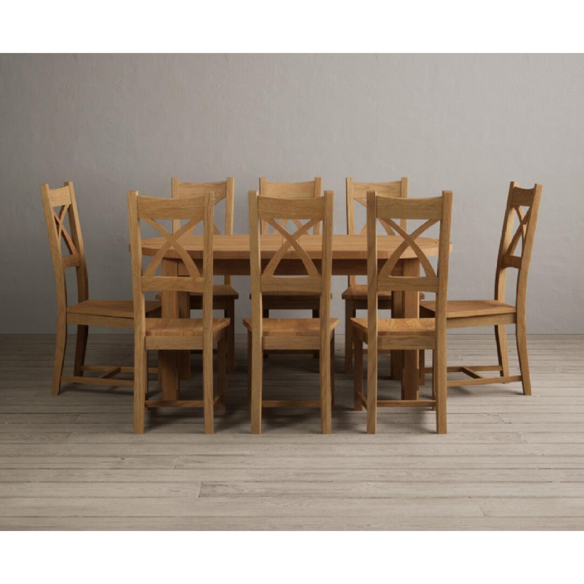 Extending Caversham Oak Oval Dining Table with 8 Brown Natural Solid Oak Chairs – image 48