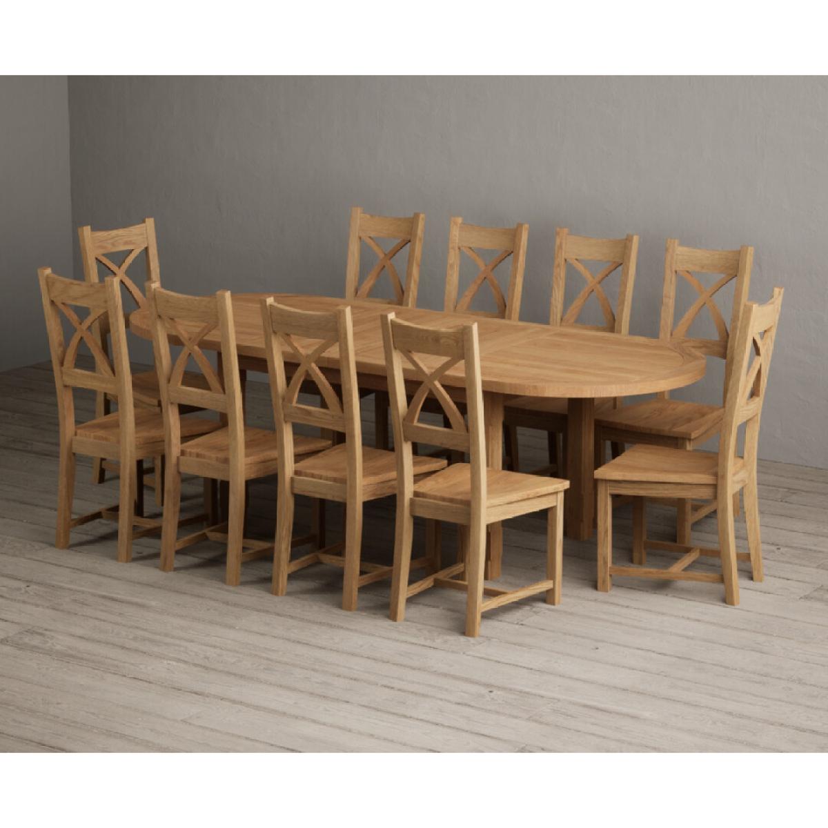 Extending Caversham Oak Oval Dining Table with 8 Brown Natural Solid Oak Chairs – image 53
