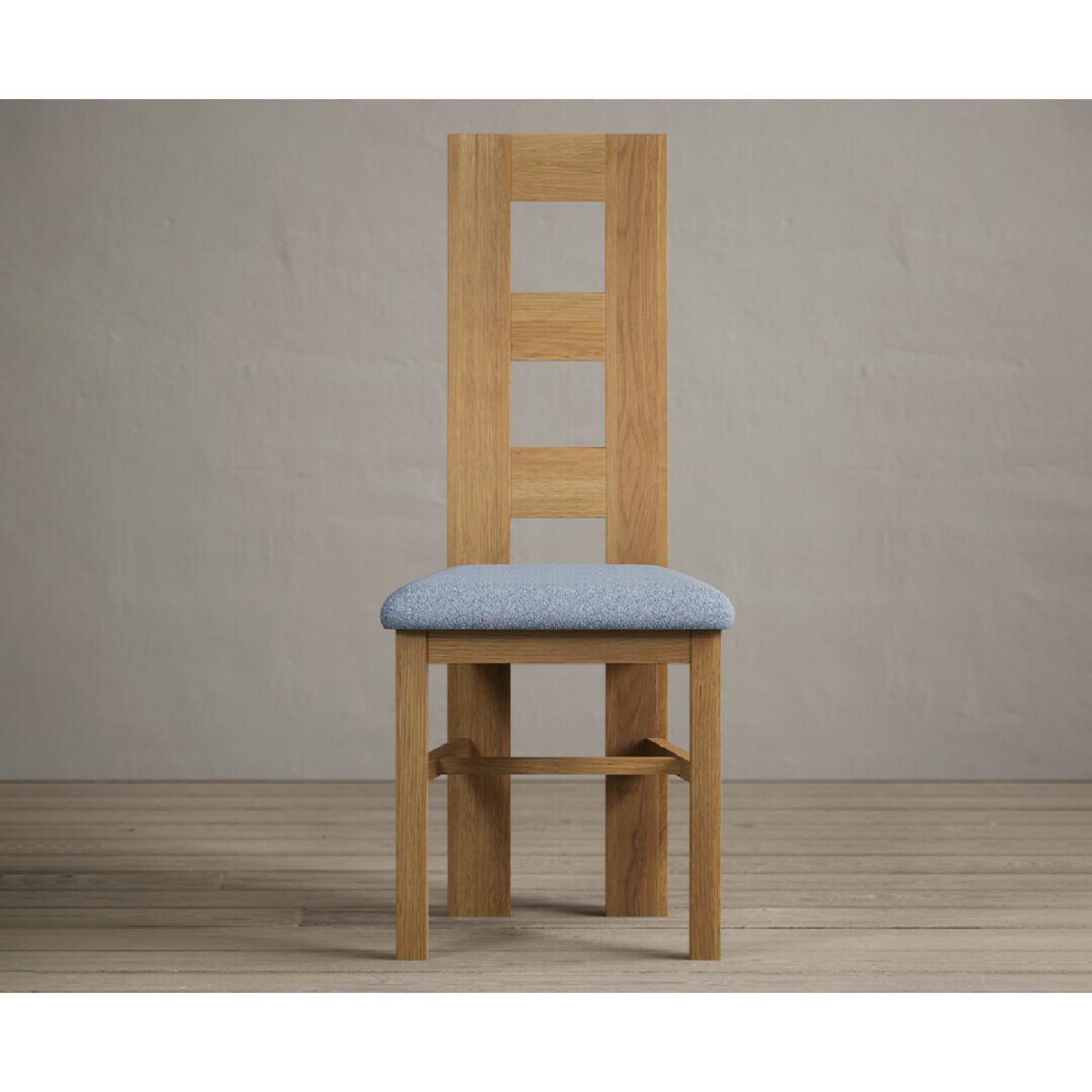 Extending Hampshire 140cm Solid Oak Dining Table With 8 Blue Flow Back Chairs – image 17
