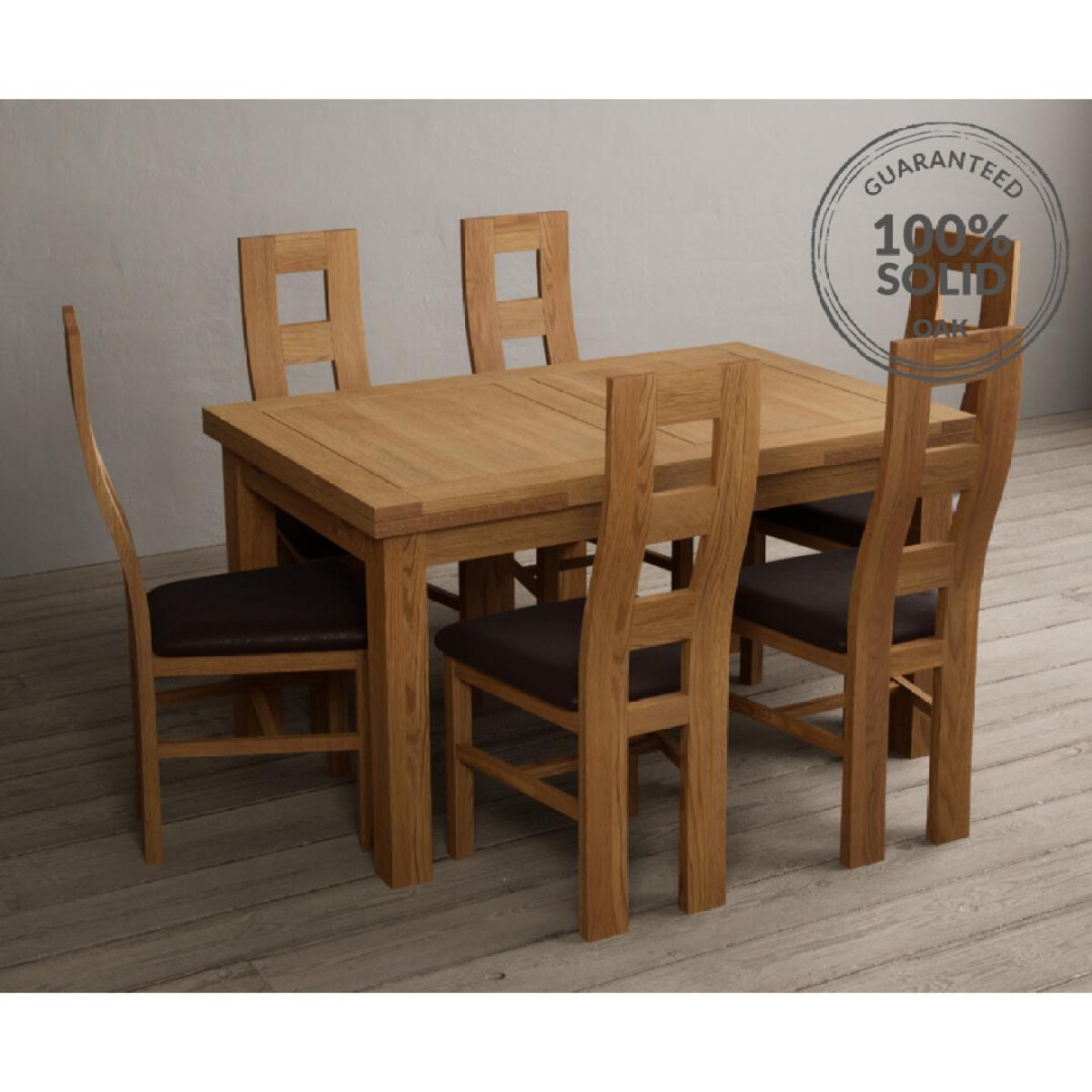 Extending Hampshire 140cm Solid Oak Dining Table With 8 Blue Flow Back Chairs – image 26